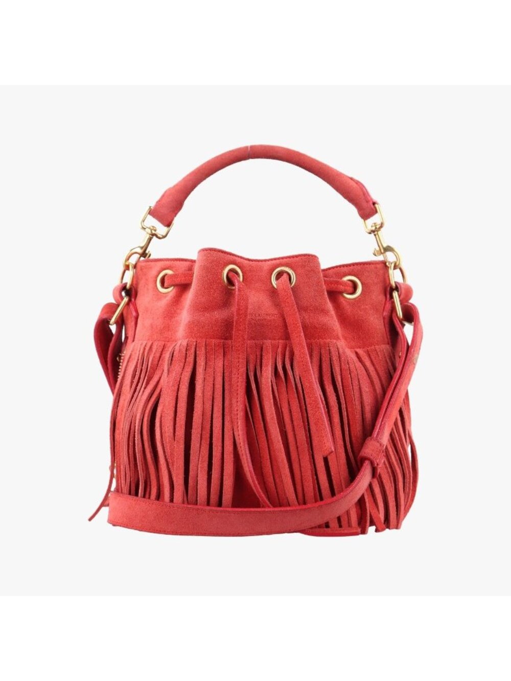 Saint Laurent Fringe Red Suede Shoulder Bag